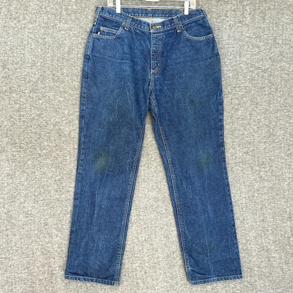 Carhartt FR Relaxed Denim Jeans Mens 34x31 Blue Work Pants 2112 Cat 2 280-83